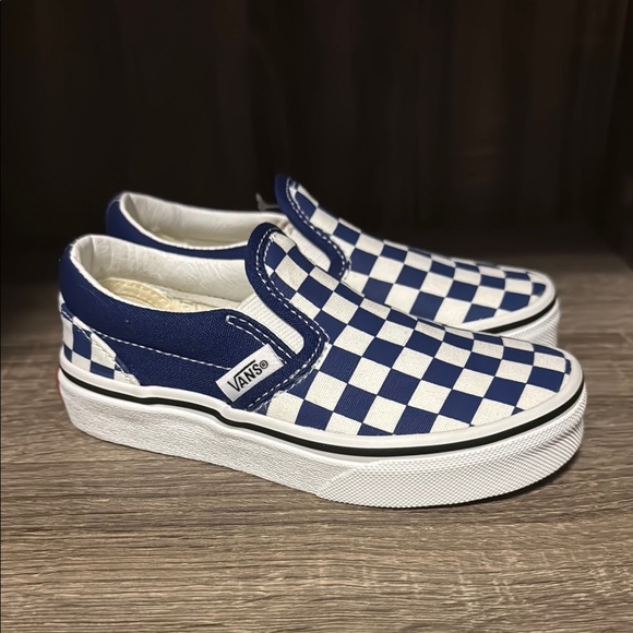 Vans Blue and White Checkered Kids Sneakers - Picture 1 of 4